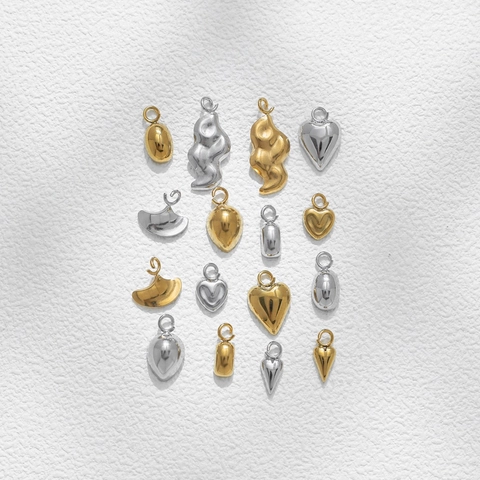 304 Stainless Steel Pendants Minimalist Heart Water Drop Geometric Charms For DIY Necklace Keychain Making Accessories
