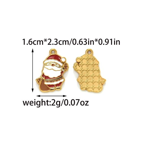 Stainless Steel Christmas Charms For Jewelry Making Santa Claus Christmas Tree Gift Box Glove Enamel Drip Oil Pendants DIY