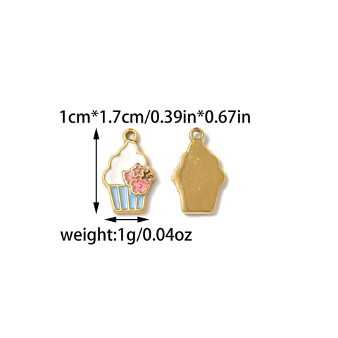 Stainless Steel Cartoon Enamel Pendants For DIY Jewelry Making Oil Painting Floral Castle Cupcake Shell Pendant Charms