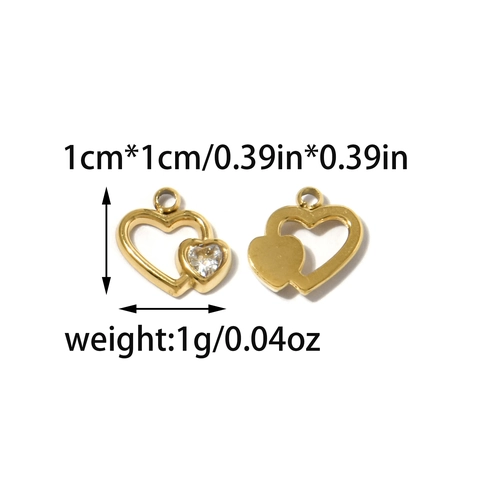 Pendentifs en Acier Inoxydable Plaqué Or 18K Papillon Cœur Patte de Chat Goutte d'Eau Feuille Plume Strass Accessoires de Bijouterie DIY