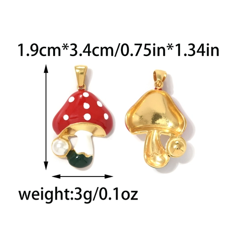 Colgantes de Acero Inoxidable Fruta Seta Esmalte Cereza Manzana Dijes Para Hacer Joyas DIY Accesorios de Llavero
