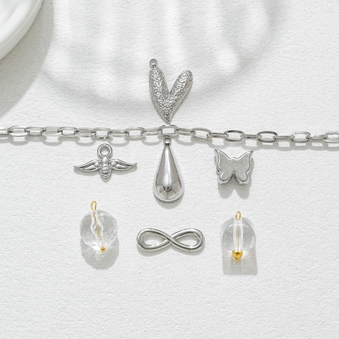 Stainless Steel Bee Butterfly Infinity Heart Teardrop Pendants For DIY Jewelry Making Necklaces Bracelets Accessories Charms