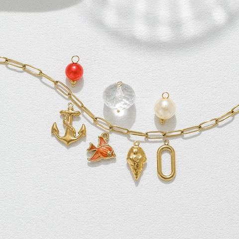 Stainless Steel DIY Jewelry Accessories Anchor Fish Ice Cream Cone Oval Charms For Necklace Bracelet Making Pendants