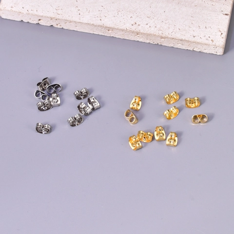 Stainless Steel Butterfly Earring Backs Replacements Gold Silver Electroplated Metal Earring Plugs For Stud Earrings DIY Jewelry Findings