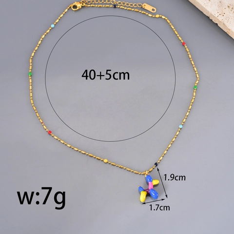 18K Gold Plated Stainless Steel Balloon Dog Pendant Necklace Colorful Enamel Animal Art Jewelry For Women Necklaces