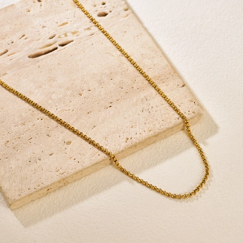 Collier Minimaliste en Acier Inoxydable Chaîne Rolo Plaqué Or Collier Clavicule pour Femmes Bijoux de Mode Cadeau Collier