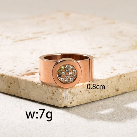 18K Roségoud Vergulde Roestvrijstalen Ring Met Zirkonia Romeinse Cijfers Mode Emaille Stapelring Voor Vrouwen Sieraden