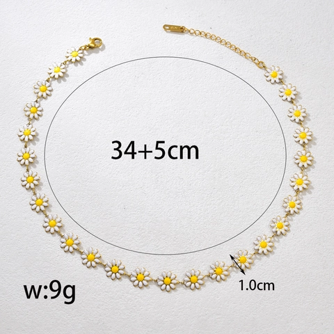 Roestvrij Staal Achttien Karaat Verguld Madeliefje Bloem Ketting Armband Emaille Bloemen Pastoraal Sieraden Voor Vrouwen Madeliefje Sieraden Cadeau