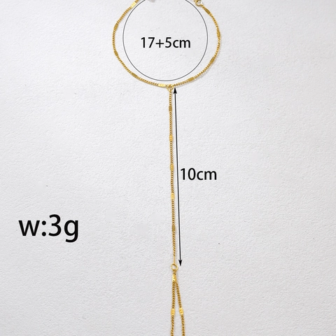 Bracelet Bague en Acier Inoxydable Plaqué Or 18K Chaîne de Main Délicate Avec Bague Reliée Bijoux de Mode pour Femmes