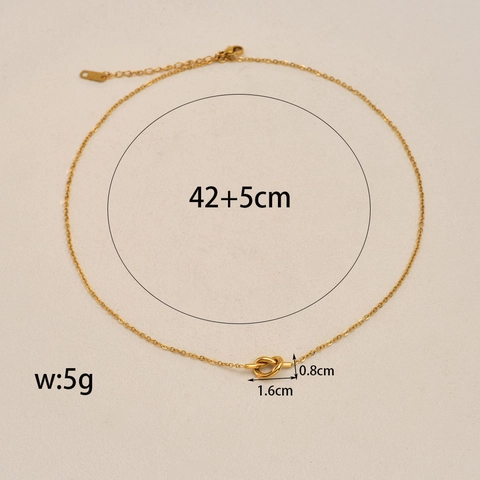 18K Gold Plated Stainless Steel Knot Necklace Bangle And Bracelet Jewelry For Women Minimalist Knot Pendant Fashion Jewelry