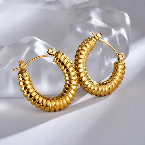 Orecchini a Cerchio Croissant Vintage in Acciaio Inossidabile per Donna Leggeri Placcati in Oro Geometrici Gioielli di Moda