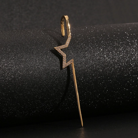 Vergoldete Kupfer Zirkon Schmetterling Stern Ohrklemme Für Damen Mode Schmuck Eingelegte Strass Knorpel Ohrringe Accessoire
