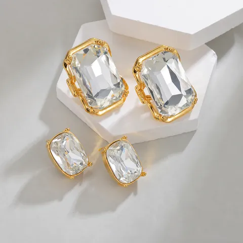 Geometrische Rechteckige Strass Ohrstecker Edelstahl Große Smaragdschliff Kristall Ohrringe Für Damen Mode Schmuck