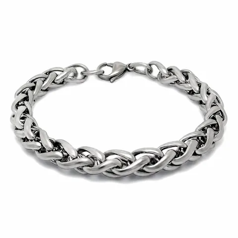 Bracciale a Catena di Grano in Acciaio al Titanio Vintage Per Uomo Donna Unisex Stile Hip Hop Punk Lucido Argento Catena a Osso di Drago Accessorio Gioielli