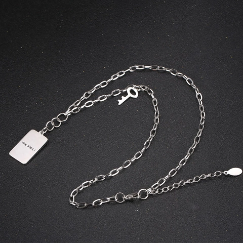 Collar con Colgante de Placa Militar de Acero de Titanio con Llave Minimalista THE SOUL Grabado de Letra Joyería para Hombre Mujer