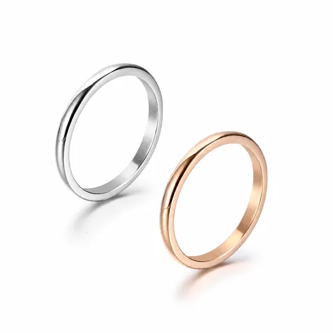 Anello Semplice in Acciaio Inossidabile Minimalista da Donna Lucidato Placcato Oro Rosa 18K Argento Anello da Nocche Gioielli da Dito