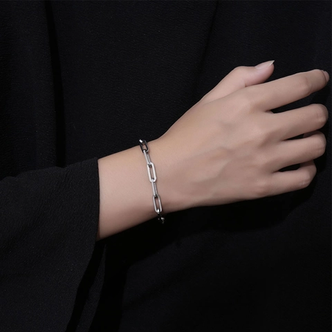 Gioielli Minimalisti con Catena a Graffetta in Acciaio al Titanio per Uomo Donna Punk Hip Hop Bracciale Collana Geometrica