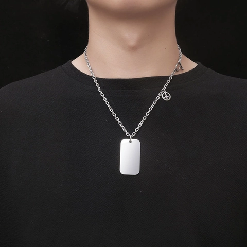 Μοντέρνο Κολιέ Μενταγιόν Dog Tag από Ατσάλι Τιτανίου Με Σήμα Ειρήνης Κοσμήματα με Αλυσίδα από Ανοξείδωτο Ατσάλι για Άνδρες Γυναίκες Δώρο