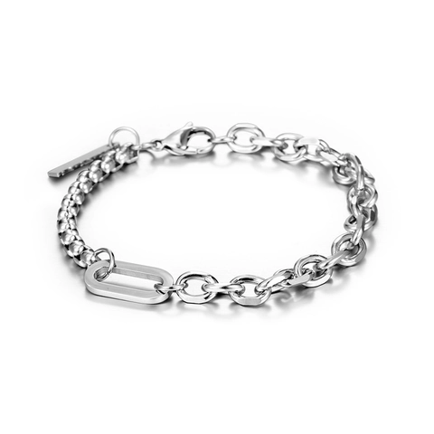 Minimalistisches Edelstahl Gliederketten Armband Für Damen Herren Titanstahl Box Oval Gliederkette Geometrischer Schmuck
