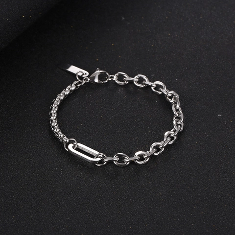 Minimalistisches Edelstahl Gliederketten Armband Für Damen Herren Titanstahl Box Oval Gliederkette Geometrischer Schmuck