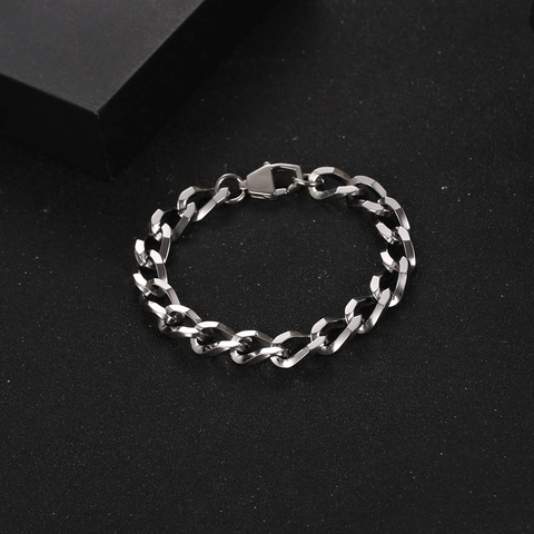Minimalista Acciaio Inossidabile Esagono Cuban Link Bracciale Collana Per Uomo Donna Hiphop Street Style Gioielli Geometrici
