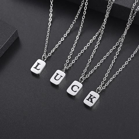 Collana con Ciondolo a Lettera in Acciaio Inossidabile per Uomo Donna Argento Piastrina Alfabeto Choker Gioielli di Moda Minimalista