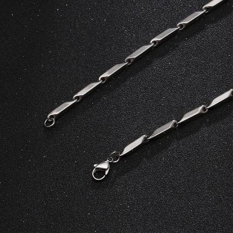 Men Titanium Steel Bamboo Tube Link Chain Necklace Hip Hop Street Dance Geometric Clavicle Chain Polished Silver Jewelry Gift