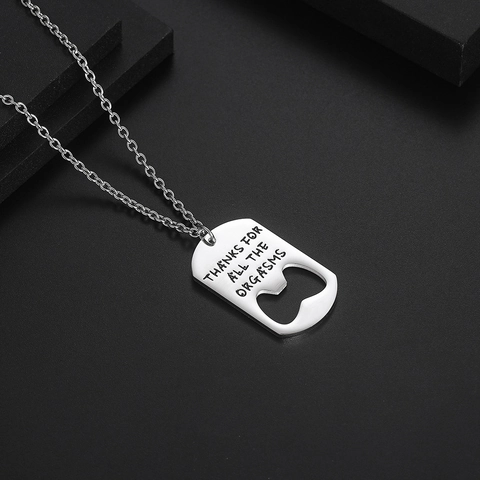 Stainless Steel Dog Tag Necklace With Functional Bottle Opener Funny Engraved Pendant Punk Style Men Women Jewelry Gift