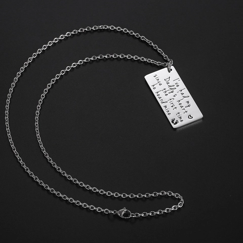 Minimalistische Edelstahl Militär Hundemarke Anhänger Halskette Vatertag Geschenk Gravierte Brief Herz Fußabdruck Halskette