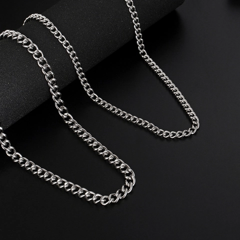 Collana a Catena Minimalista in Acciaio al Titanio Per Uomo Donna Stile Hip Hop Acciaio Inossidabile Lucido Gioielli Semplici