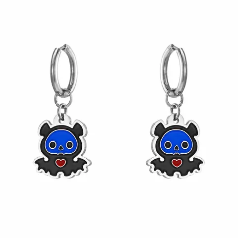 Gothik Fledermaus Herz Titanstahl Emaille Ohrhänger Für Damen Halloween Party Schmuck Skurrile Cartoon Tier Ohrringe Geschenk