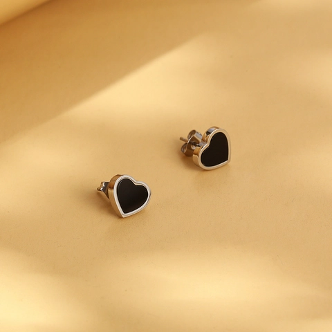 Orecchini A Bottone A Cuore Minimalisti In Acciaio Inossidabile Intarsio In Madreperla Smalto Gioielli Quotidiani Eleganti Per Donna