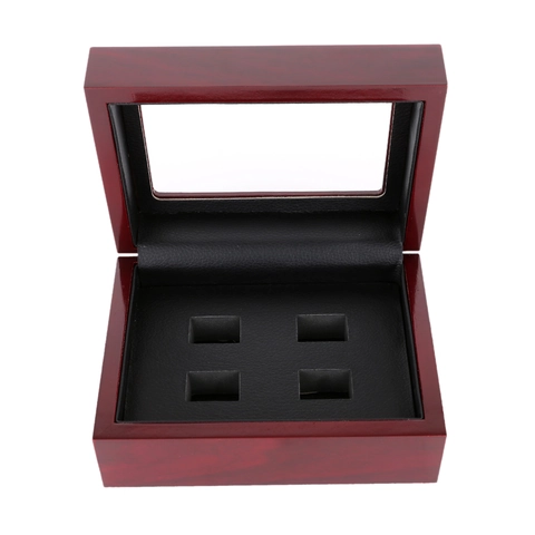 Vintage Mahogany Wood Jewelry Box With Clear Glass Window Lacquered Multi Slot Ring Earring Storage Case Wooden Jewelry Organizer