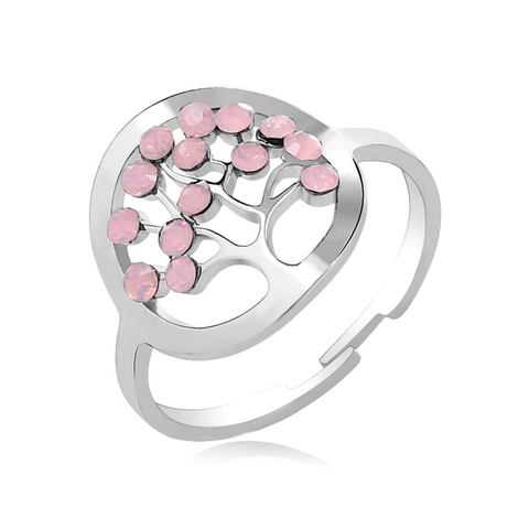 Bague Ouverte Arbre De Vie En Acier Inoxydable Pour Femme Incrustation Strass Bijoux Mode Ajustables Bague De Doigt Cadeau Anniversaire