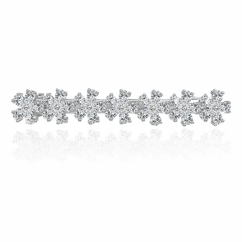 Pince à Cheveux Fleur en Zirconia Brillante Base en Cuivre Argenté Floral Perle Artificielle Pince à Ressort Élégants Accessoires de Cheveux pour Femmes Mariage Fête