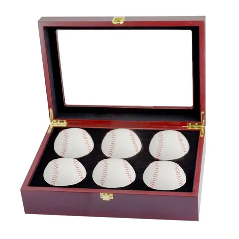 Vintage Holz Baseball Display Case Mit Klarem Glasdeckel Multi Fach Staubdichte Aufbewahrungsbox Für Sport Memorabilien Sammlung