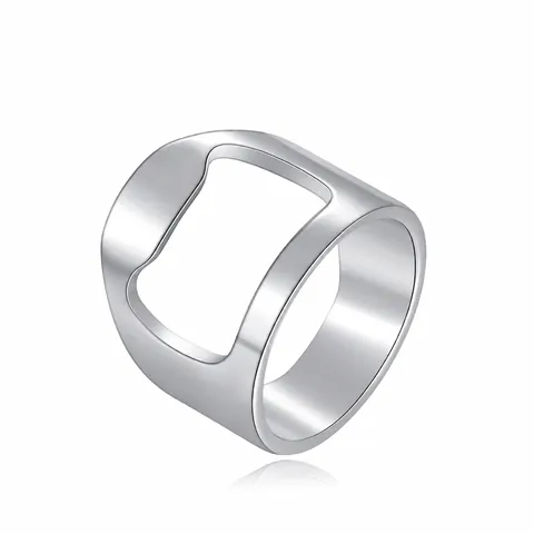 Bague Décapsuleur Créative en Acier Inoxydable pour Hommes Femmes Ouvre-Bière Portable Bague de Doigt Bijoux Polis Tendances Cadeau