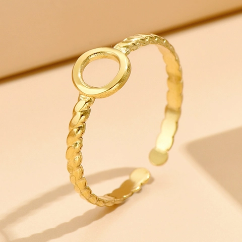 Anello Aperto Minimalista in Acciaio Inossidabile per Donne Placcato Oro Argento Girasole Geometrico Regolabile Gioiello da Dito alla Moda