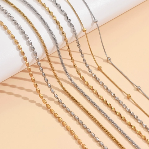 Roestvrij Stalen Gedraaide Ketting Halsketting 18K Verguld Minimalistische Sleutelbeen Ketting Sieraden Voor Dames Heren