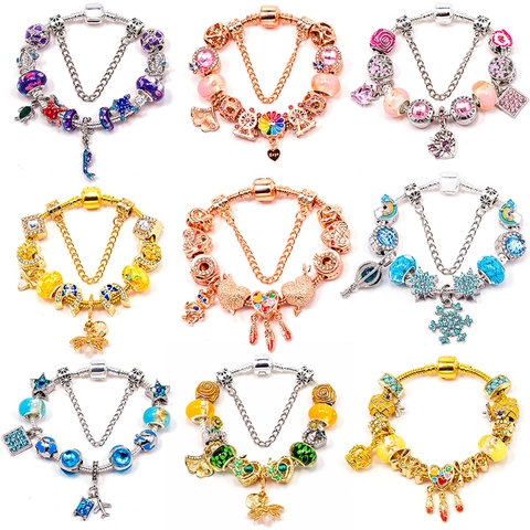 DIY Bedels Armband Legering Slangenketting Met Strass Hart Ster Vis Reishanger Voor Vrouwen Mode Sieraden Cadeau