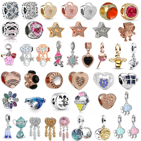 Cuentas de Charms de Metal para Hacer Joyas Diamante de Imitación Perla Artificial Esmalte Corazón Animal Estrella Pendientes Mujer