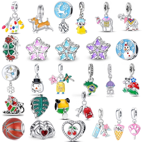 Alloy Enamel Animal Travel Christmas Theme Charm Pendants For DIY Bracelet Rhinestone Inlaid Holiday Jewelry Accessory For Women