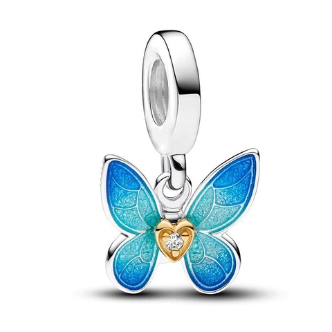 Alloy Butterfly Dangle Charms For Bracelet Necklace DIY Jewelry Making Enamel Rhinestone Heart Shape Beads Accessory