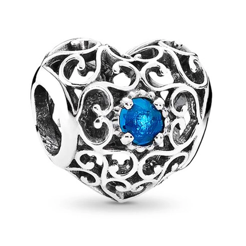 Heart Filigree Charms For Bracelet DIY Making Alloy Crystal Zodiac Bead Pendant Women Jewelry Accessory