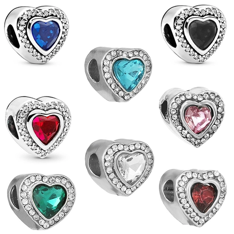 Abalorio en Forma de Corazón de Cristal para Creación de Joyas DIY Aleación Strass para Pulsera Europea Mujer Accesorio