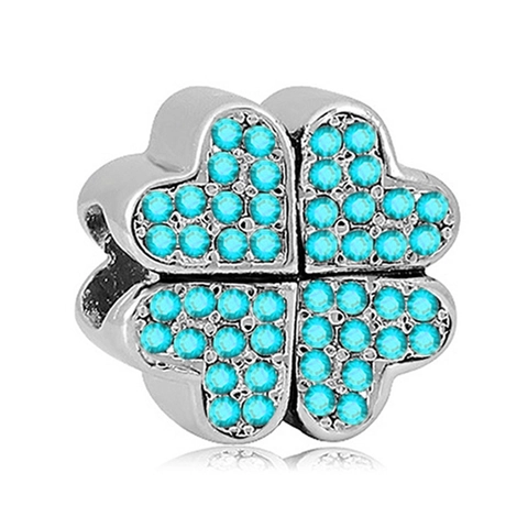 Versilberte Legierung Blaue Strass Große Loch Perlen DIY Charms Für Armband Halskette Schmuckherstellung Damen Vintage Perlen