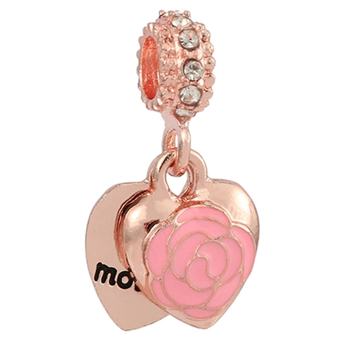 Rose Gold DIY Alloy Large Hole Beads Charms Enamel Heart Flower Animal For Pandora Style Bracelet Jewelry Making Findings