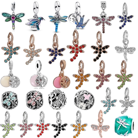 Dijes de Metal Vintage DIY de Libélula y Pájaro Con Esmalte y Strass Accesorios para Pulseras Collares Fabricación de Joyas Mujer