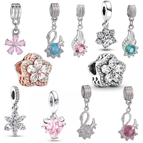 High Quality Alloy Rhinestone Charm Pendant For Women DIY Bracelet Necklace Making Swan Heart Flower Animal Jewelry Accessories