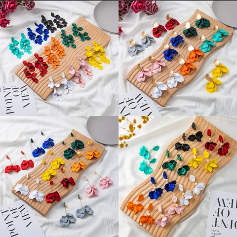 Fashion Matte Acrylic Petal Drop Earrings For Women Bohemian Long Floral Tassel Dangle Earrings Artificial Pearl Jewelry